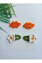 Handmade Colorful Assorted 100% Cotton 4-Piece Niche Snap button Hair Clip Set - 2