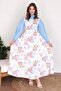 Baby Blue Crop Shirt and Pink Flower Patterned Square Collar Gilet - 4