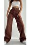 Brown Palazzo Wide Leg Jeans with Lycra