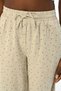 Women's Linen Pants with Elastic Waist, Loose Legs, and Stone Embroidery on the Front - 2