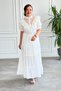 Dress with Eyelet Embroidery and Lace Detail on the Neckline and Self-Belted - 8