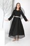 Girl's Guipure Patterned - Elastic Waist and Lined Long Hijab Evening Dress - 5