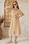 Women's Wide Fit Safari Dress - Knee Length Short Sleeve - Long Shirt Dress Beige 700-4045 - 5
