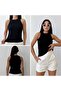 Women's Black Lycra Corded Cotton Halter Collar Knitted Crop