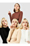 Crew Neck 4-Piece Body Set - Finger Detailed, White Black Cream Brown