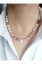 Special Design Necklace with Natural Agate Quartz Stones and Real Pearls