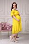 Women's Maternity Yellow Ruffle Collar Chiffon Belted Dress 7000 - 4