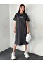 Women's Minimalist Printed T-Shirt Crew Neck Dress/Tunic