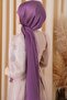 Evening Dress Janjan Bright Satin Textured Hijab Evening Dress Chiffon Orchid Light Purple - 3