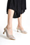 Women's Gold Heeled Stone Evening Dress Shoes - 2