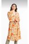 Green Orange Batik Patterned Women's Kimono - 3