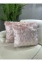 Plush Throw Pillow Cover Washable Long Pile Powder Pink (1 Piece) - 2