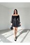 Black Chiffon Button Detailed Mini Dress - 2