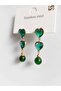 Steel Green Zircon Stone Heart Earrings - 2