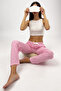 Women's Pajama Bottoms Pink Striped with Ribbon