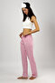 Women's Pajama Bottoms Pink Striped with Ribbon - 3