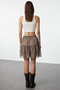 Dark Brown Lined Flounce Chiffon Leopard Print Mini Woven Skirt Twoaw21Et0410 - 5