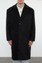 Black Men's Oversize Fit Winter Wool Blend Winter Cashmere Coat Tmnaw25Kb00004 - 3