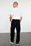 Siyah Kargo Cepli Baggy Kalıp %100 Pamuklu Gabardin Rahat Pantolon TMNSS24PL00021 - 6