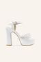Beige Satin Brice Platform Heeled Shoes