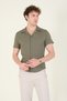Men's Shirt Collar Collar Cotton Jersey , Khaki - 3
