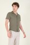 Men's Shirt Collar Collar Cotton Jersey , Khaki - 2