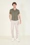 Men's Shirt Collar Collar Cotton Jersey , Khaki - 4