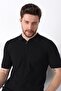 Black Polo Collar Zippered 100% Cotton Men's Knitwear T-shirt - 4