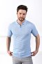 Blue Polo Collar Zippered 100% Cotton Men's Knitwear T-shirt