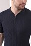 Navy Blue Polo Collar Zippered 100% Cotton Men's Knitwear T-shirt - 3