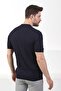 Navy Blue Polo Collar Zippered 100% Cotton Men's Knitwear T-shirt - 5