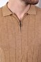 Camel Polo Collar Zippered 100% Cotton Men's Knitwear T-shirt - 2