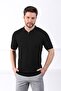 Black Polo Collar Zippered 100% Cotton Men's Knitwear T-shirt