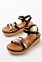 730-015 Black Multi Orthopedic Genuine Leather Wedge Women's Sandals - 4