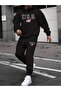 Usa Printed Comfortable Shardonlu Thick Winter Oversize Hooded Men's Sweatshirt and Sweatpants Set