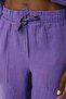 Women's Elastic Waisted Bulk Legs Straight Color Linen Pants - 2