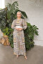 Balloon Sleeve Baguette Pattern Satin Dress