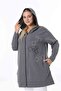 Women's Plus Size 2-Strap Zipper Hooded Cardigan - 4