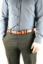 Genuine Men's Leather Belt 3.5 cm Tan Classic Fabric Trouser Belt - 3