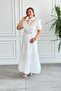 Dress with Eyelet Embroidery and Lace Detail on the Neckline and Self-Belted - 5