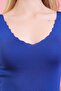 Women's Blue Battalone Regular Ladder Collar Strap Thin Knitwear Summer Blouse Athlete - 2