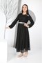 Girl's Guipure Patterned - Elastic Waist and Lined Long Hijab Evening Dress