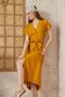 Women's Hadal Linen Belted Slit Short Sleeve Summer Loose Cut Casual Long Dress 7003221300 - 6