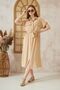 Women's Wide Fit Safari Dress - Knee Length Short Sleeve - Long Shirt Dress Beige 700-4045 - 3