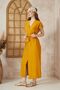 Women's Hadal Linen Belted Slit Short Sleeve Summer Loose Cut Casual Long Dress 7003221300 - 5