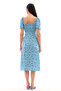 Women's Blue Flowered Slit Woven Dress - 4