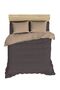Double Duvet Cover Set - Design in Beige and Coffee Tones - Soft and Durable - 100% Cotton - 2