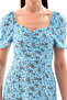 Women's Blue Flowered Slit Woven Dress - 3