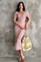 Daisy Patterned Slit Watermelon Sleeve Ruffled Summer Dress - 8