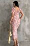 Daisy Patterned Slit Watermelon Sleeve Ruffled Summer Dress - 6